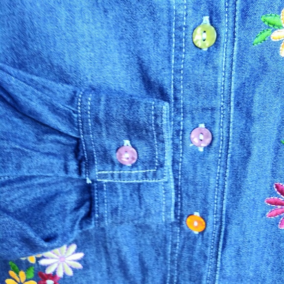 Silver Threads Embroidered Denim Shirt Blue Med - Picture 5 of 8